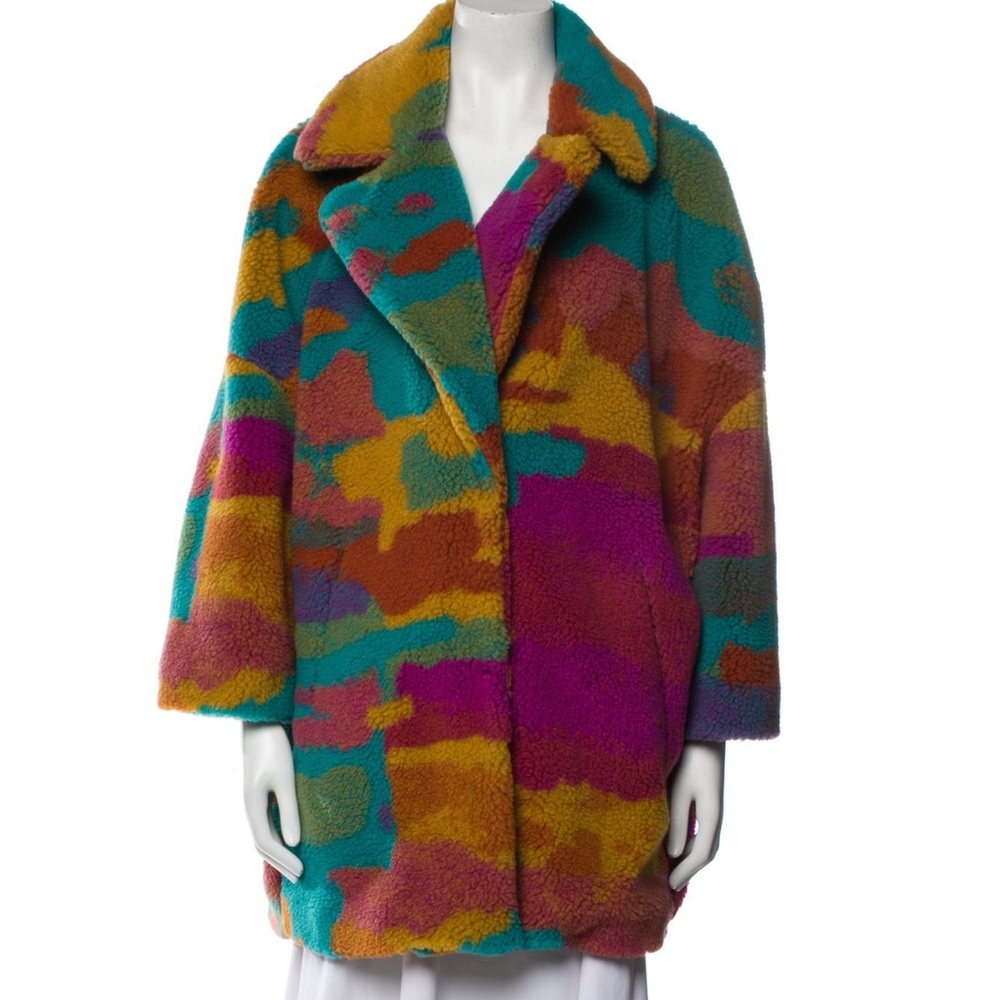 Herno Sherpa Colorblock Pattern Coat, Size S, US4, IT40
